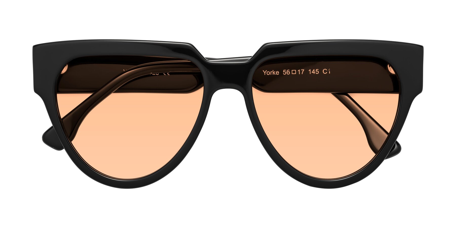 Folded Front of Yorke in Black with Light Orange Tinted Lenses