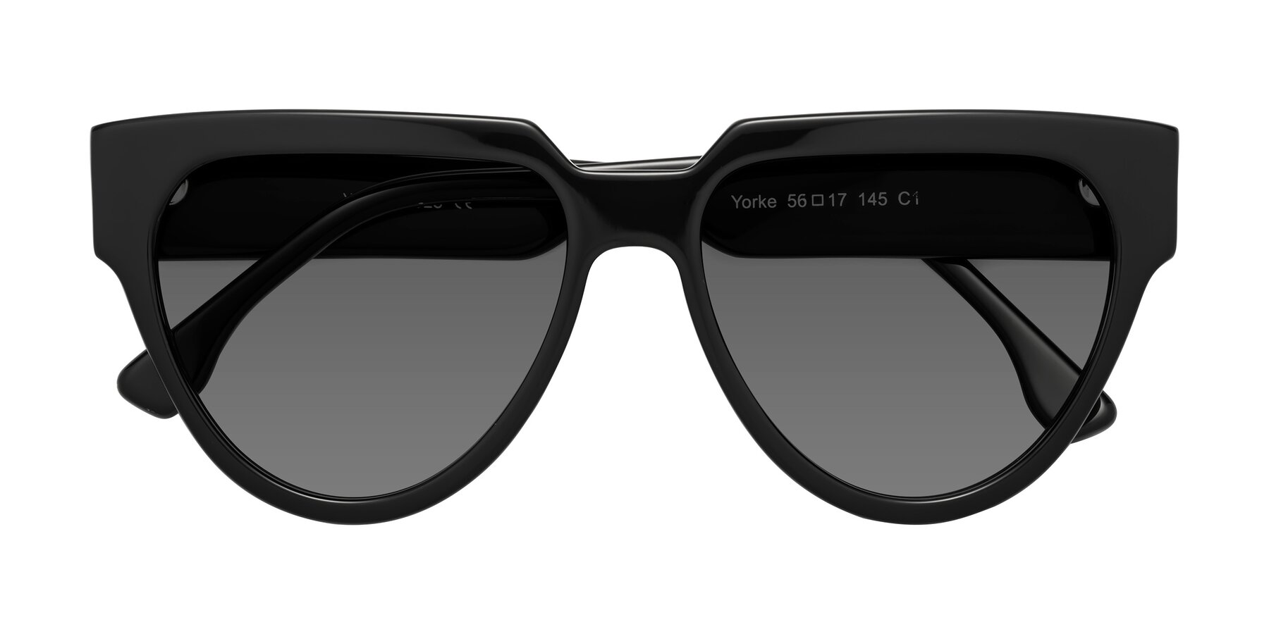 Folded Front of Yorke in Black with Medium Gray Tinted Lenses