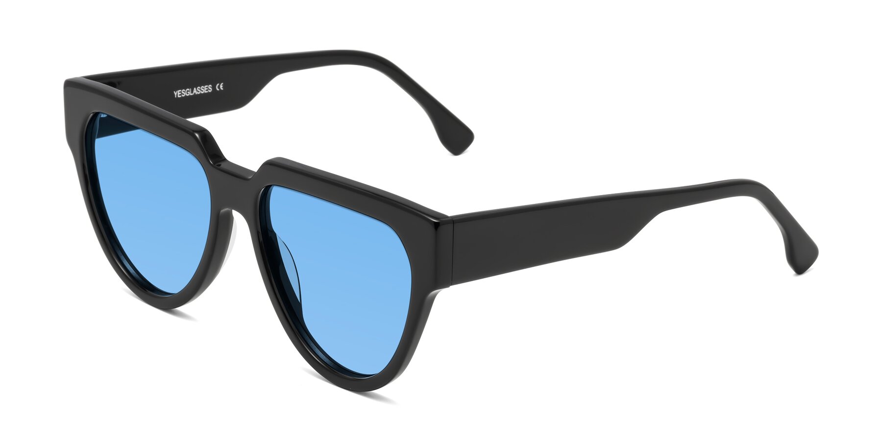 Angle of Yorke in Black with Medium Blue Tinted Lenses