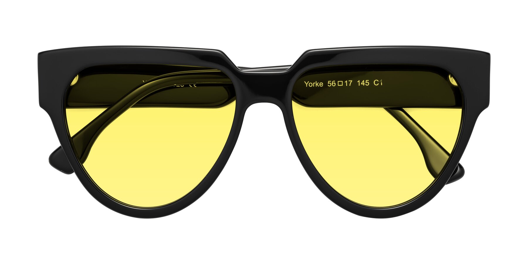Folded Front of Yorke in Black with Medium Yellow Tinted Lenses