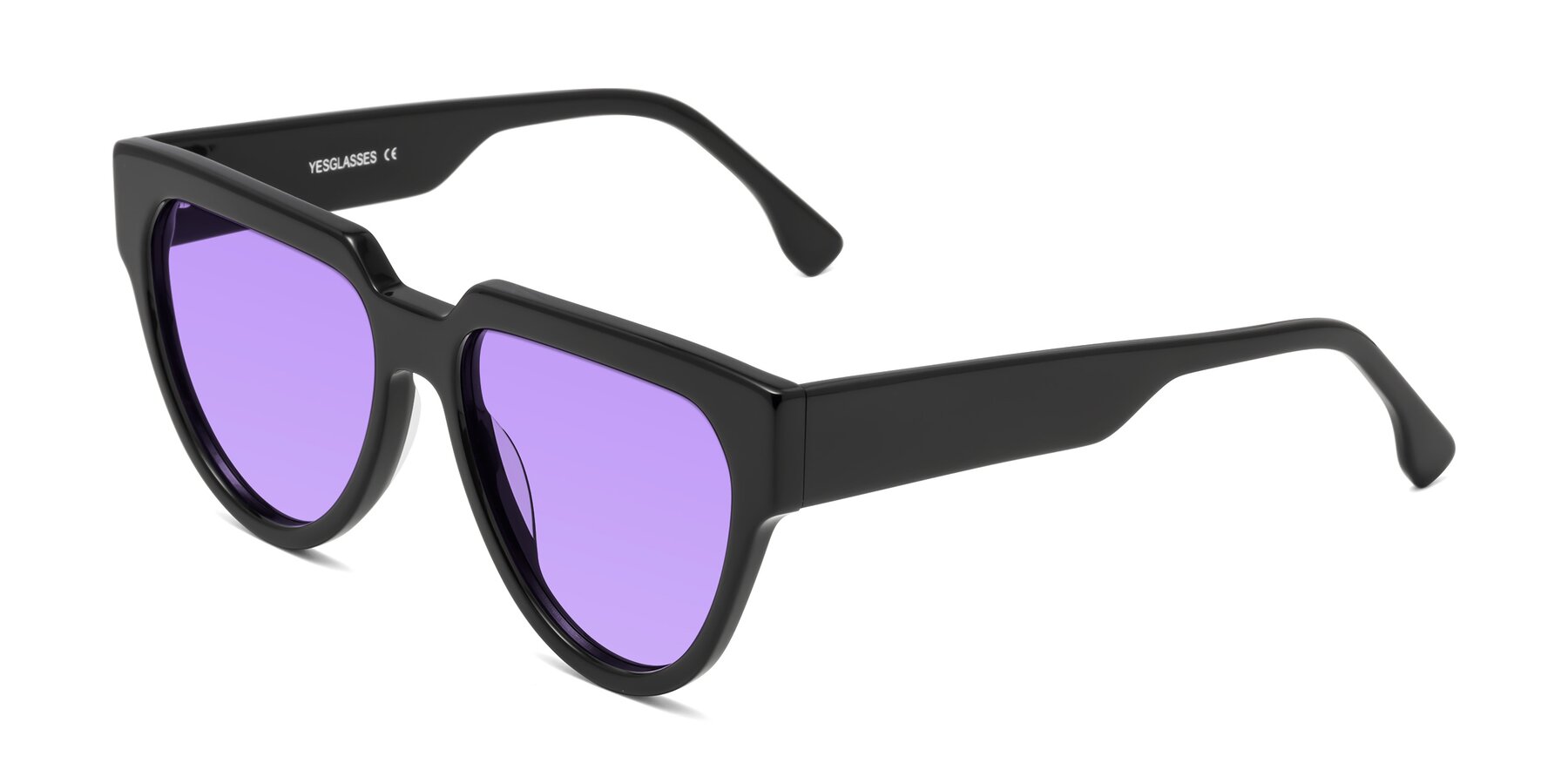 Angle of Yorke in Black with Medium Purple Tinted Lenses