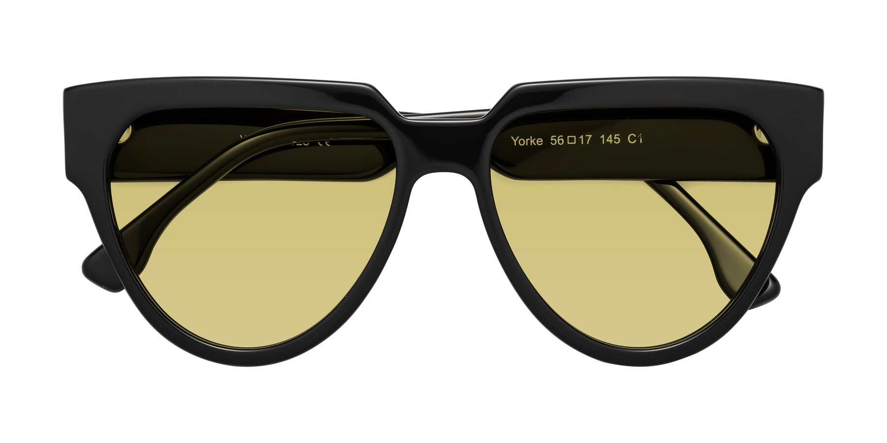 Folded Front of Yorke in Black with Medium Champagne Tinted Lenses