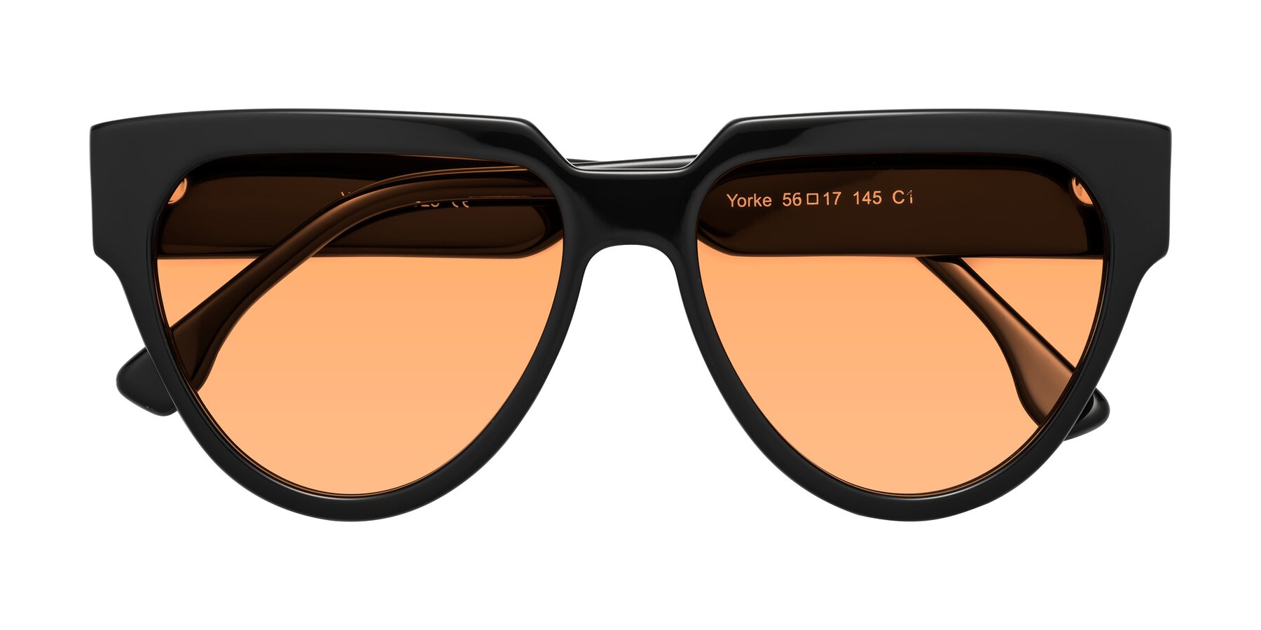 Folded Front of Yorke in Black with Medium Orange Tinted Lenses