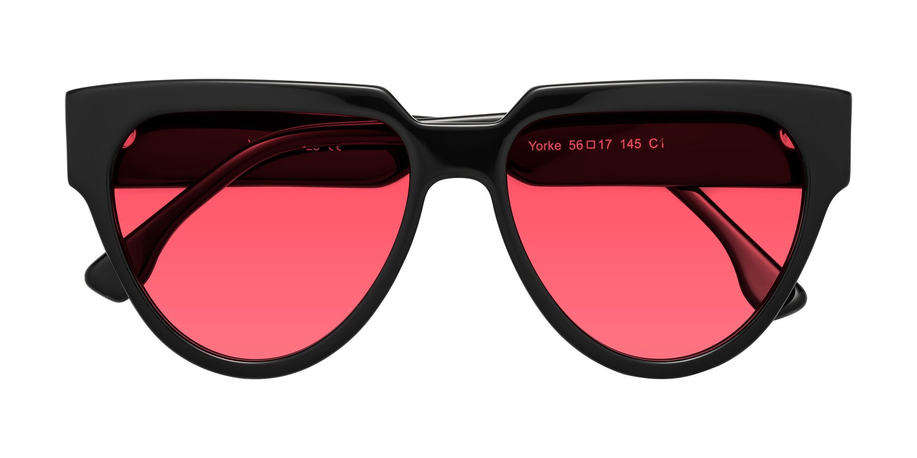 Folded Front of Yorke in Black with Red Tinted Lenses