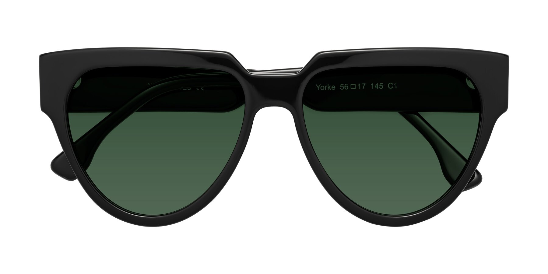 Folded Front of Yorke in Black with Green Tinted Lenses