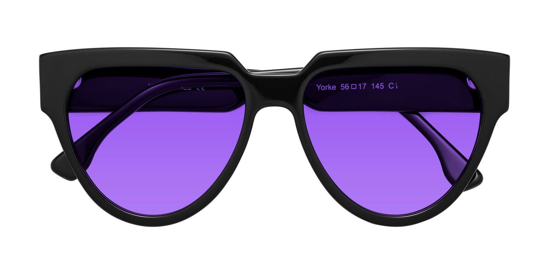 Folded Front of Yorke in Black with Purple Tinted Lenses