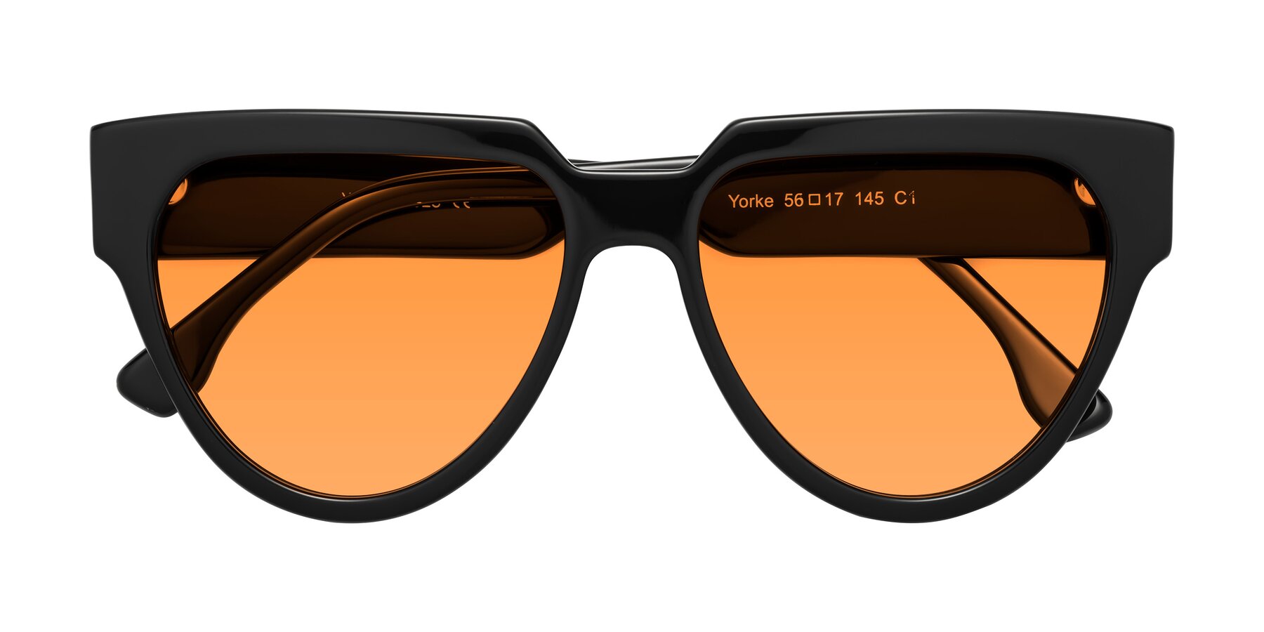 Folded Front of Yorke in Black with Orange Tinted Lenses