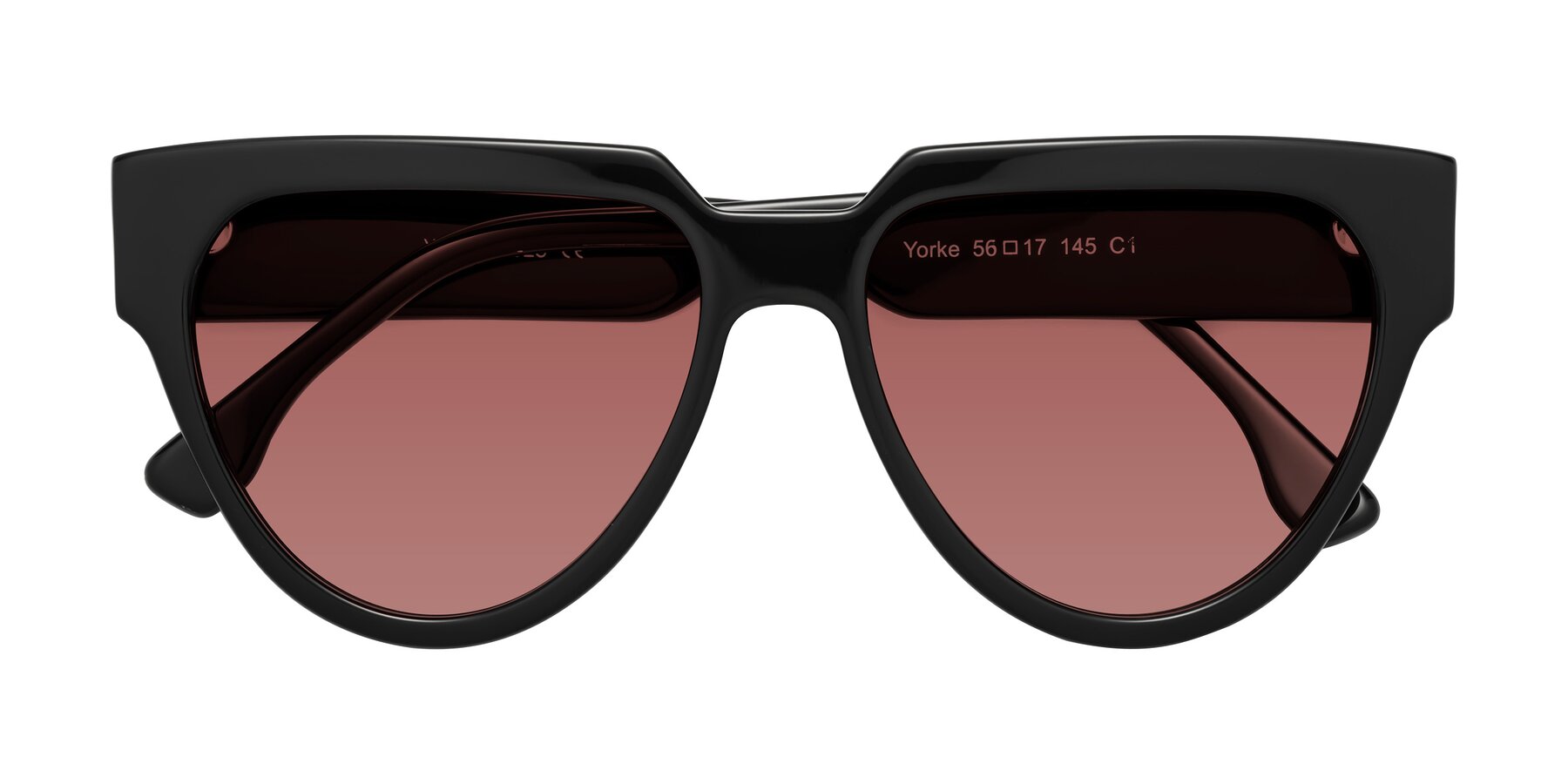 Folded Front of Yorke in Black with Garnet Tinted Lenses