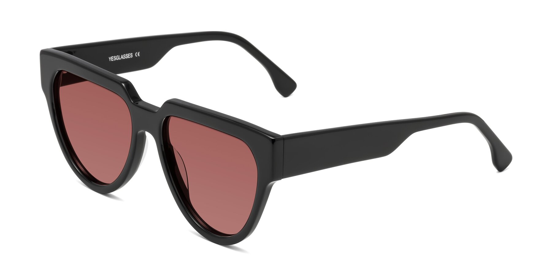 Angle of Yorke in Black with Garnet Tinted Lenses