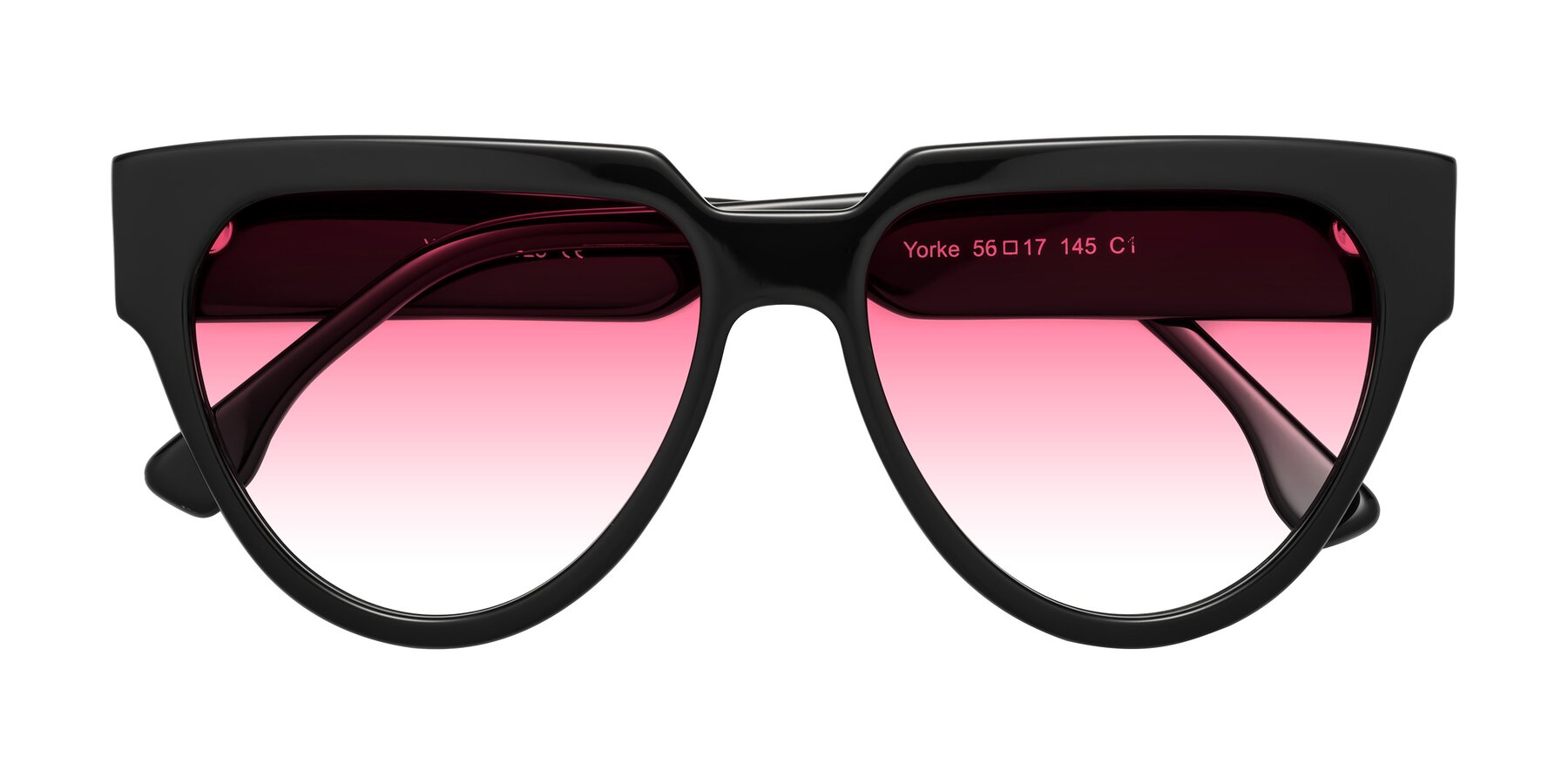 Folded Front of Yorke in Black with Pink Gradient Lenses