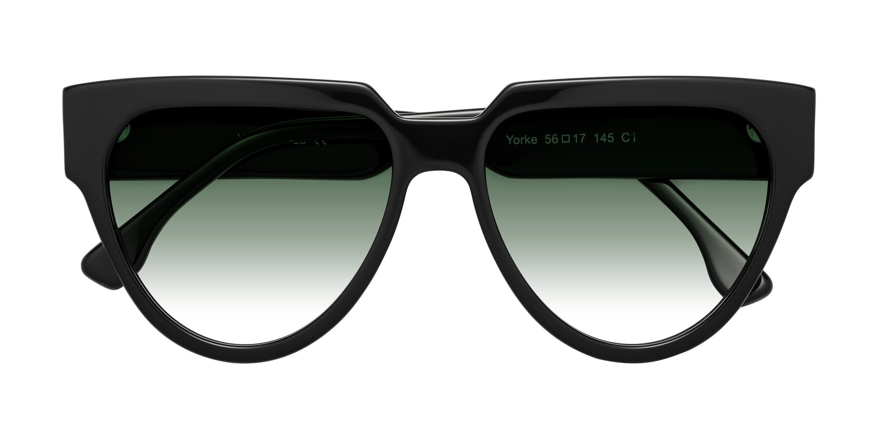 Folded Front of Yorke in Black with Green Gradient Lenses
