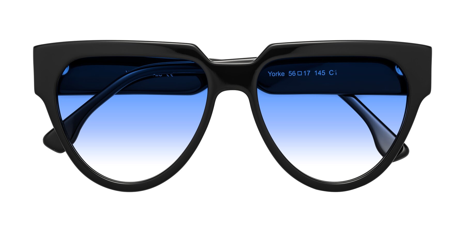 Folded Front of Yorke in Black with Blue Gradient Lenses