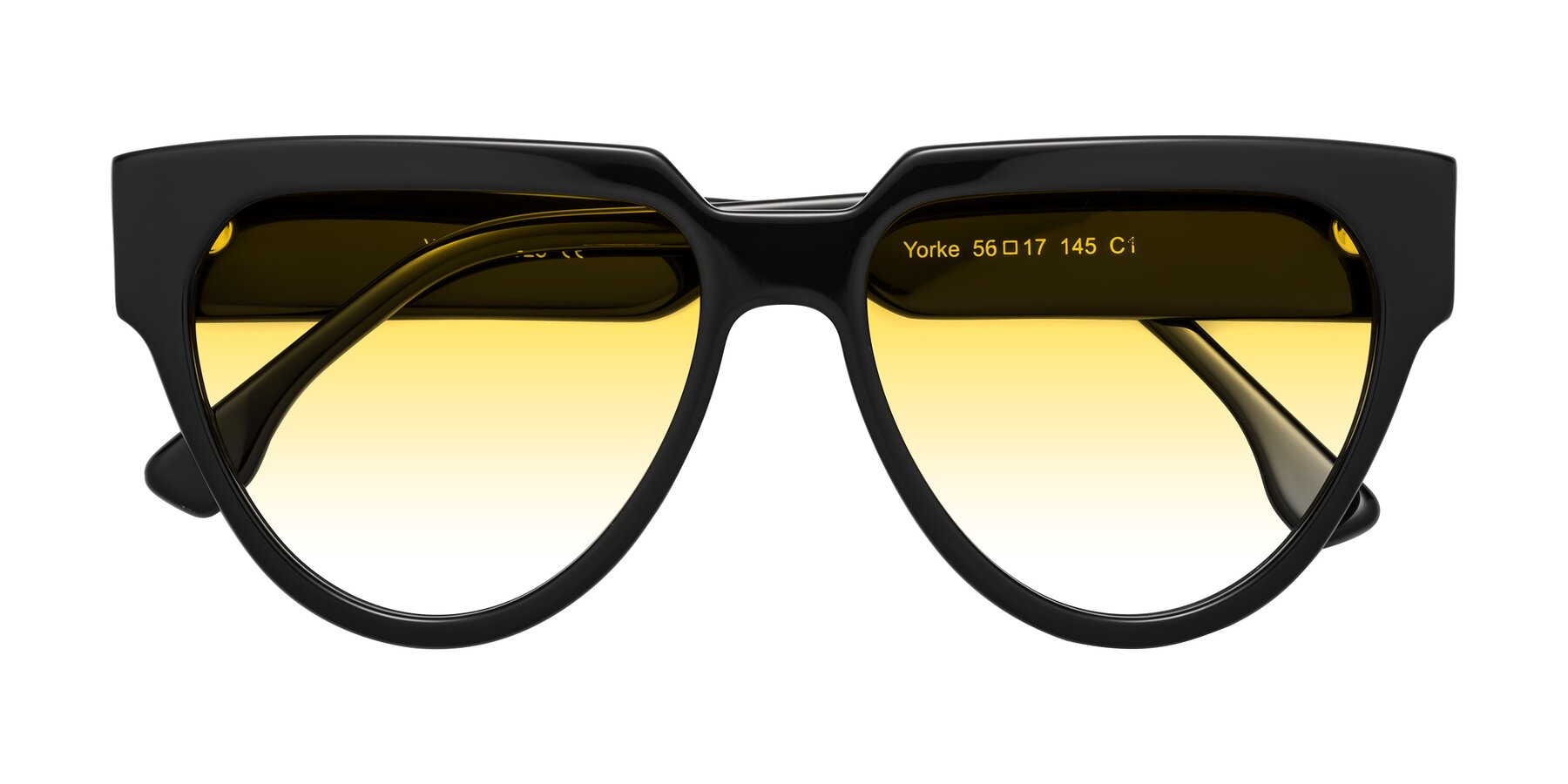 Folded Front of Yorke in Black with Yellow Gradient Lenses