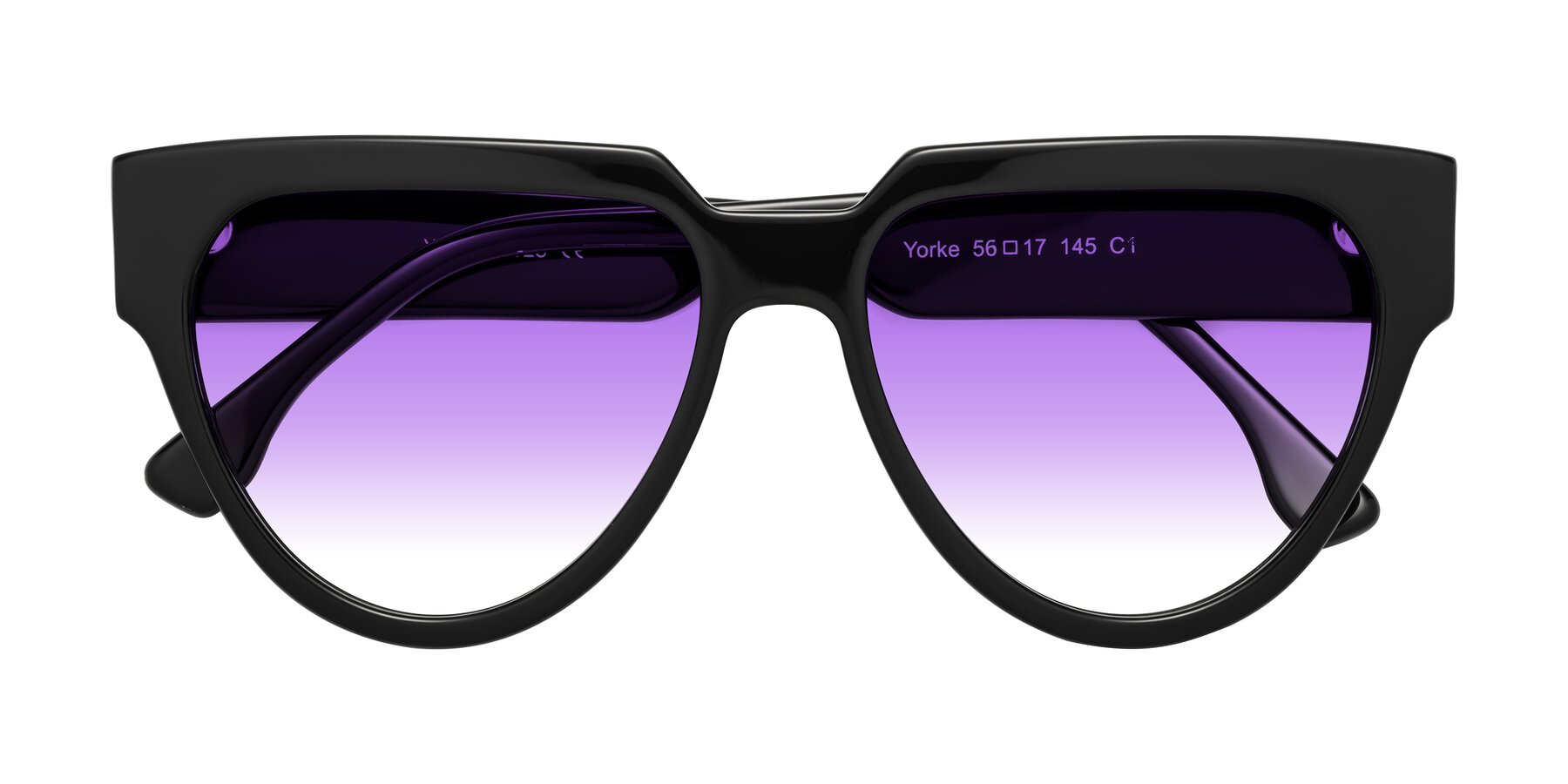 Folded Front of Yorke in Black with Purple Gradient Lenses