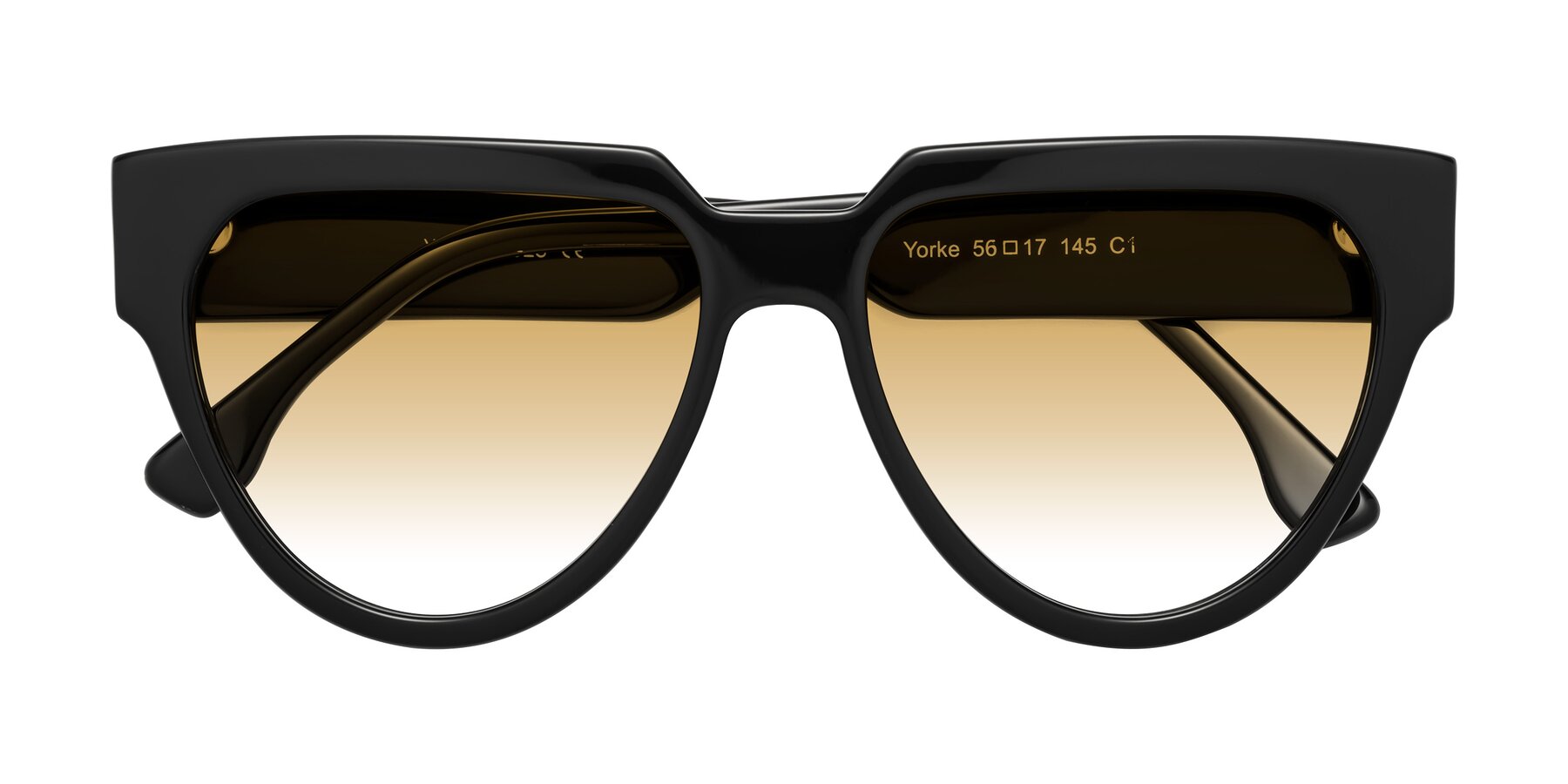 Folded Front of Yorke in Black with Champagne Gradient Lenses