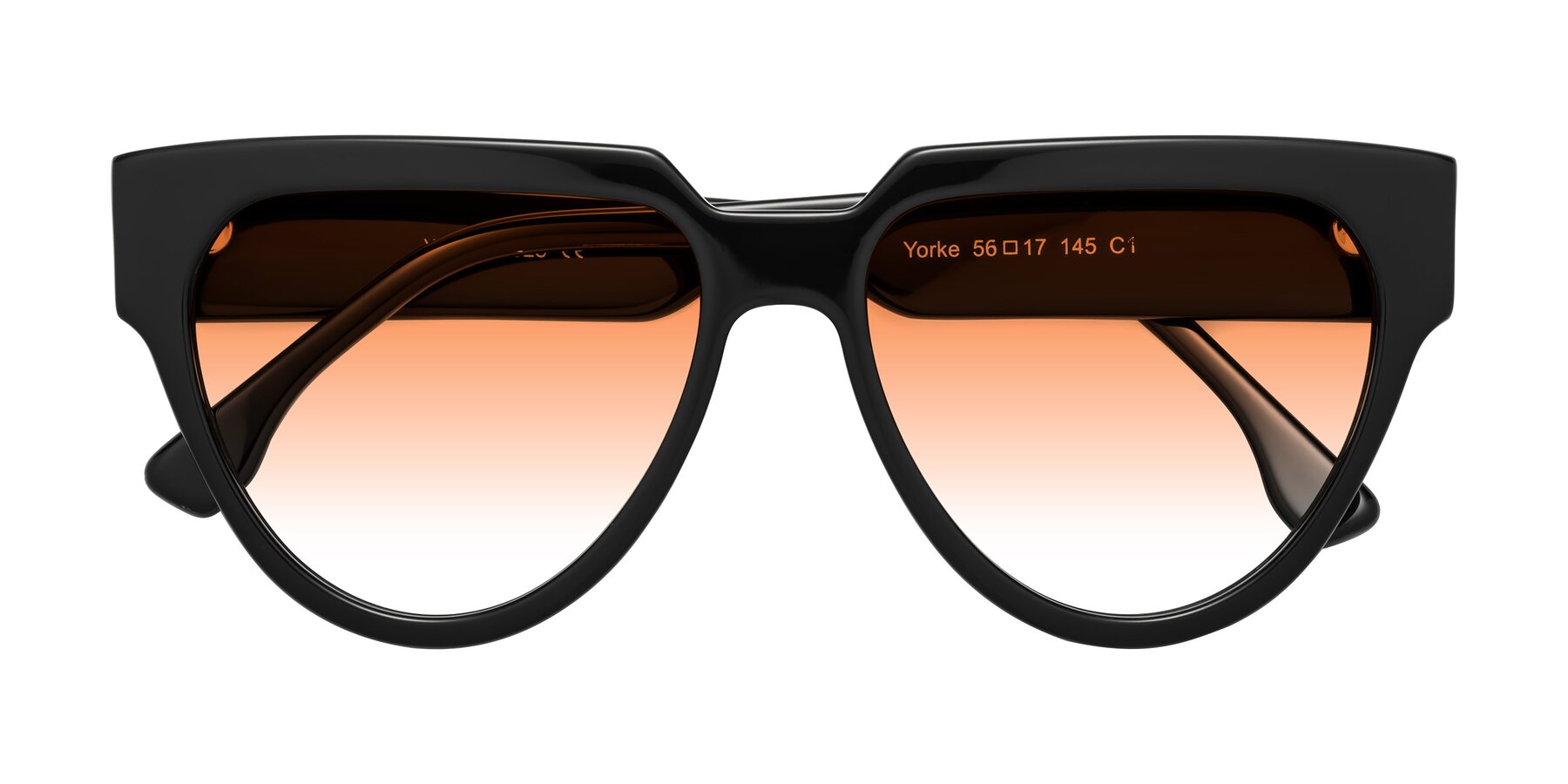 Folded Front of Yorke in Black with Orange Gradient Lenses
