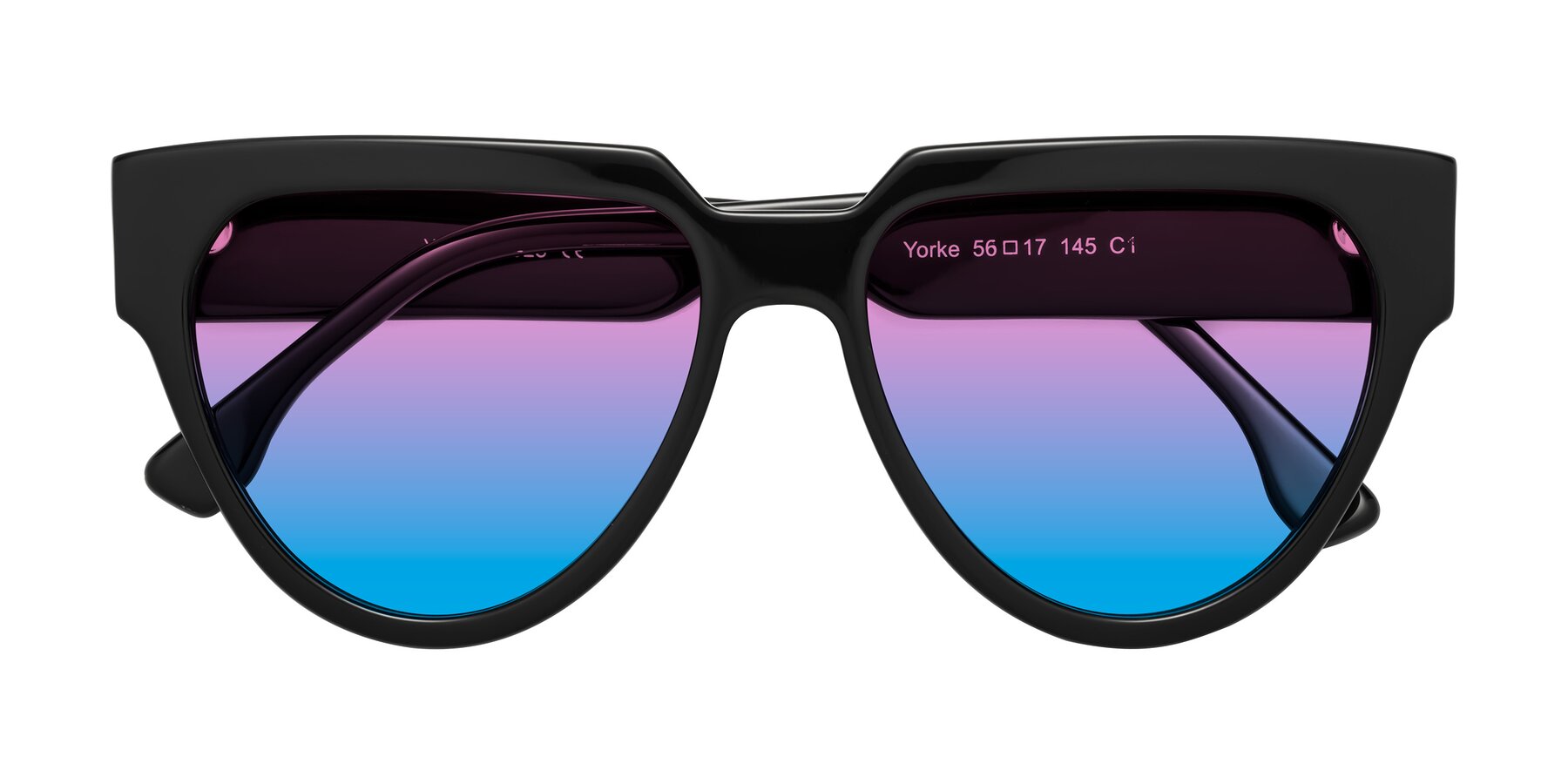 Folded Front of Yorke in Black with Pink / Blue Gradient Lenses