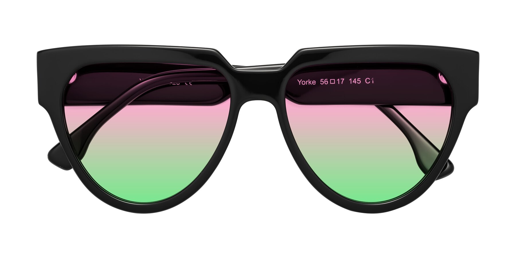 Folded Front of Yorke in Black with Pink / Green Gradient Lenses