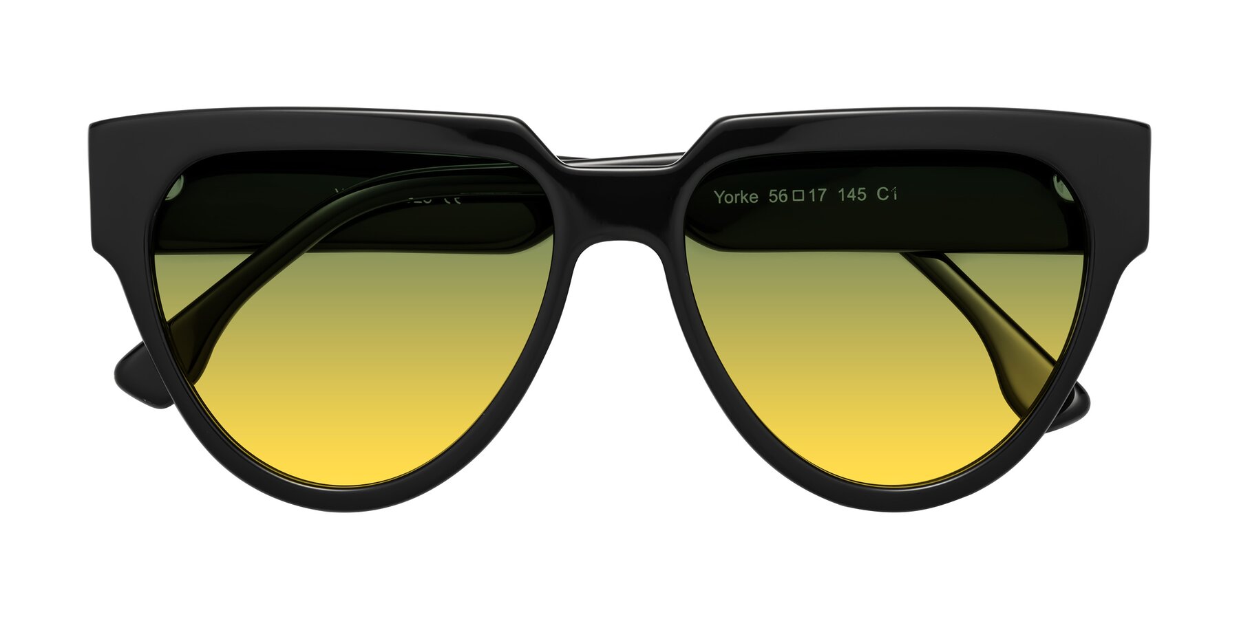 Folded Front of Yorke in Black with Green / Yellow Gradient Lenses