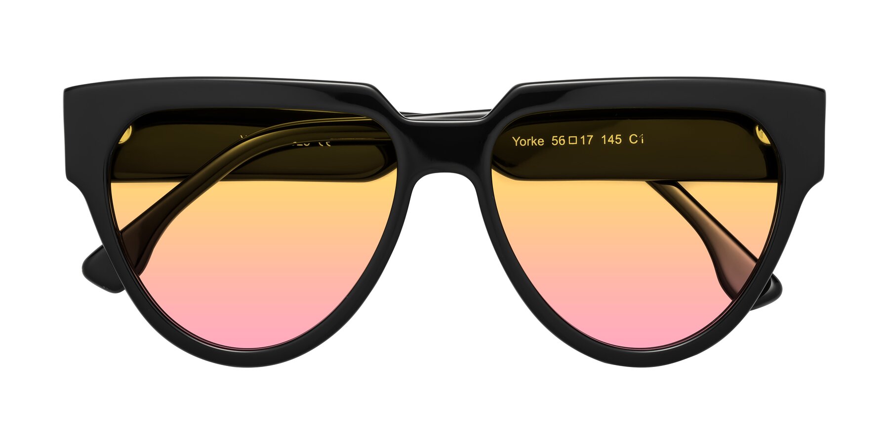 Folded Front of Yorke in Black with Yellow / Pink Gradient Lenses
