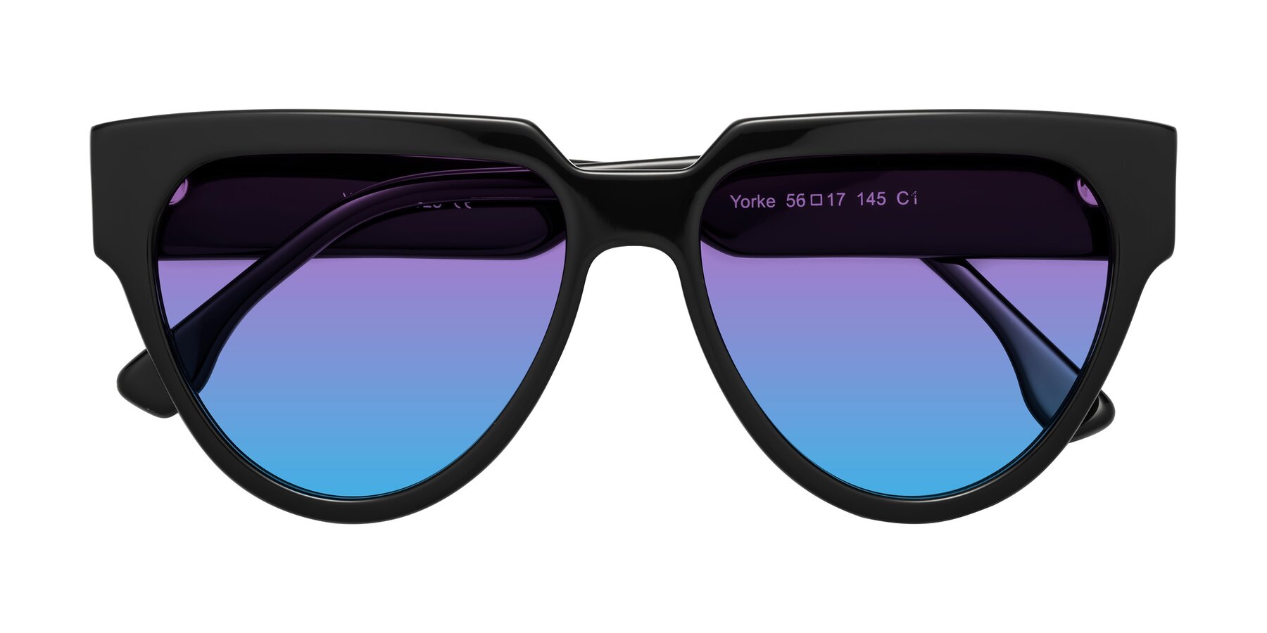 Folded Front of Yorke in Black with Purple / Blue Gradient Lenses