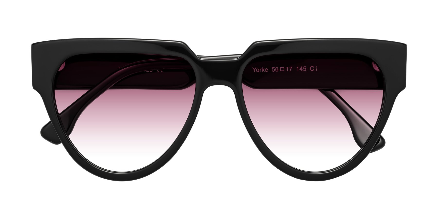 Folded Front of Yorke in Black with Wine Gradient Lenses