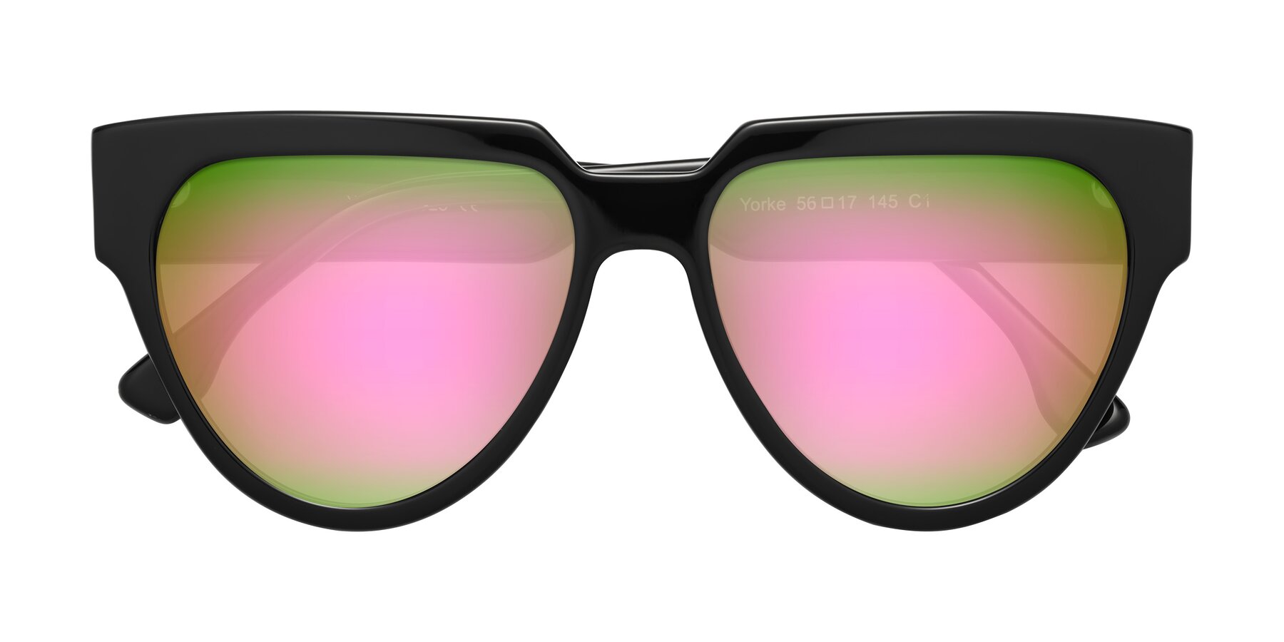 Folded Front of Yorke in Black with Pink Mirrored Lenses
