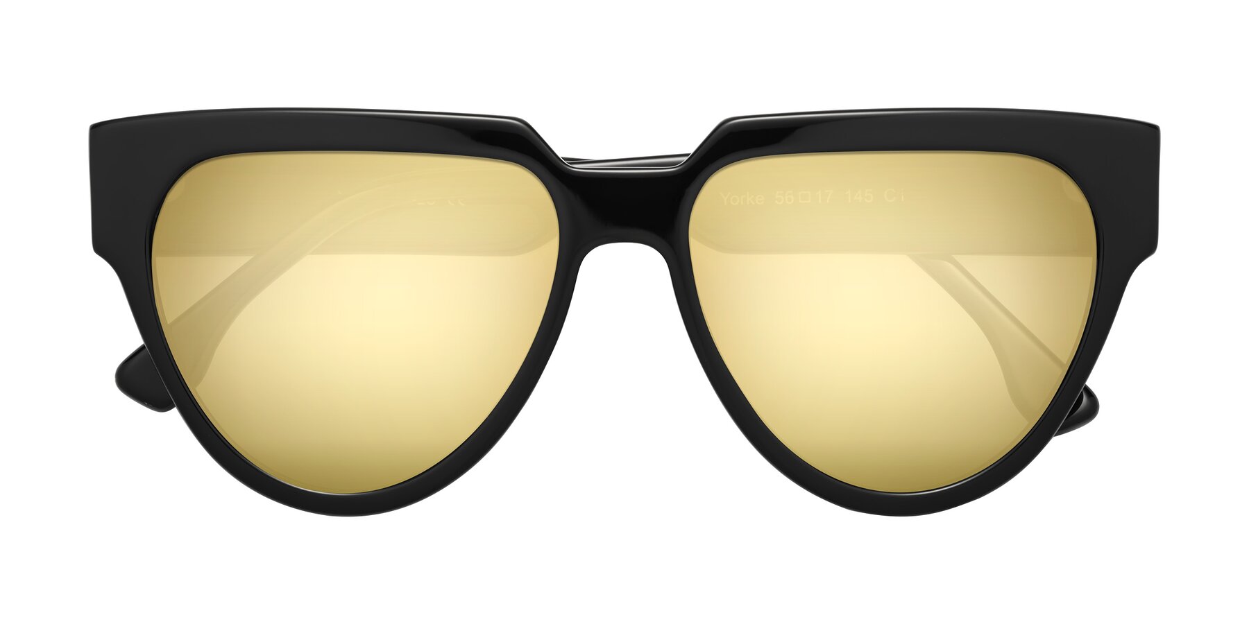 Folded Front of Yorke in Black with Gold Mirrored Lenses
