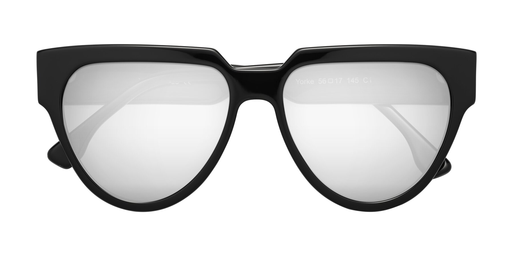 Folded Front of Yorke in Black with Silver Mirrored Lenses