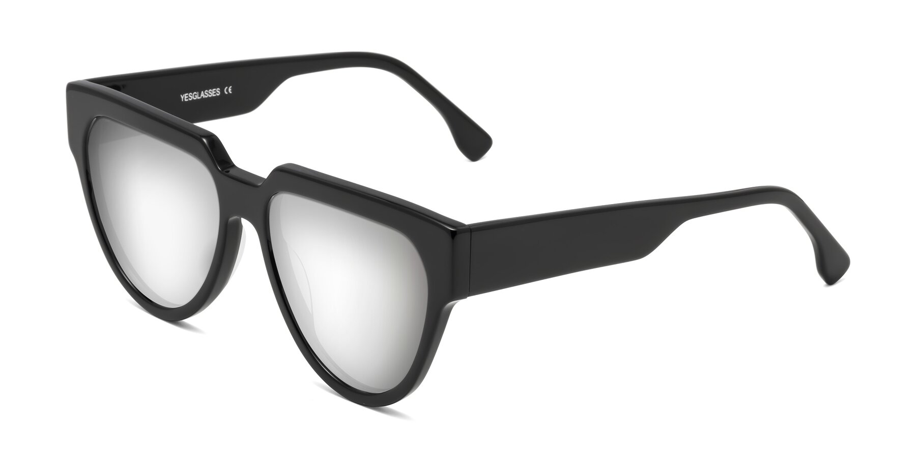 Angle of Yorke in Black with Silver Mirrored Lenses