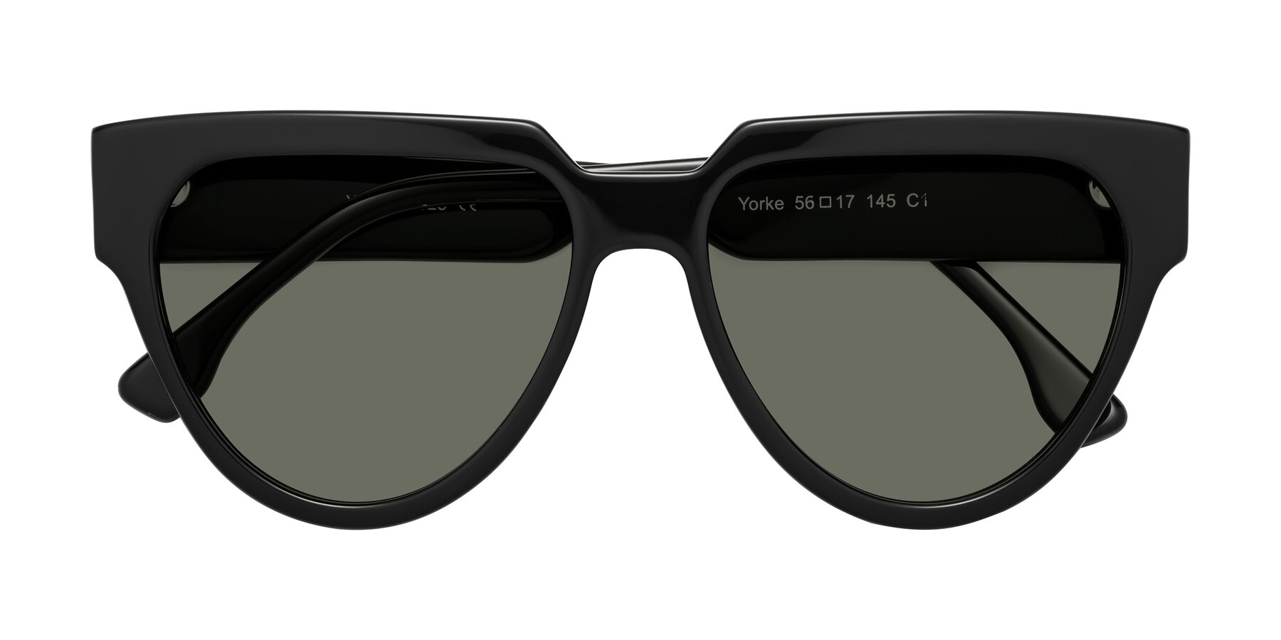 Folded Front of Yorke in Black with Gray Polarized Lenses