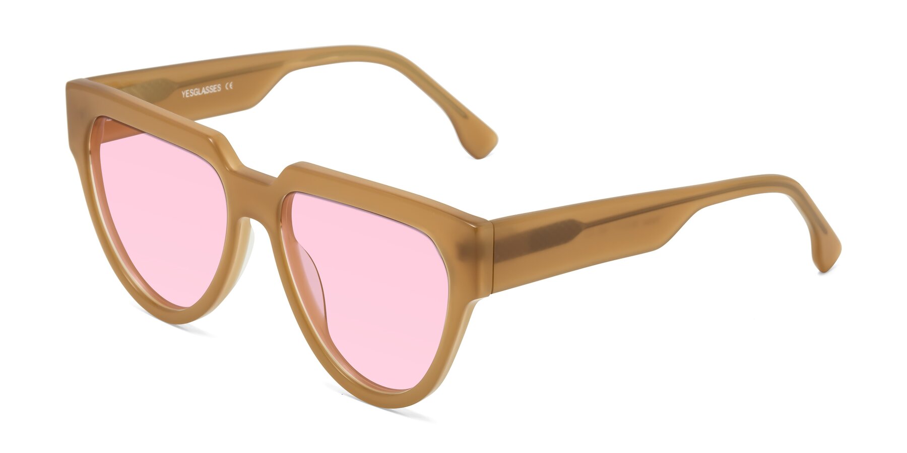 Angle of Yorke in Caramel with Light Pink Tinted Lenses