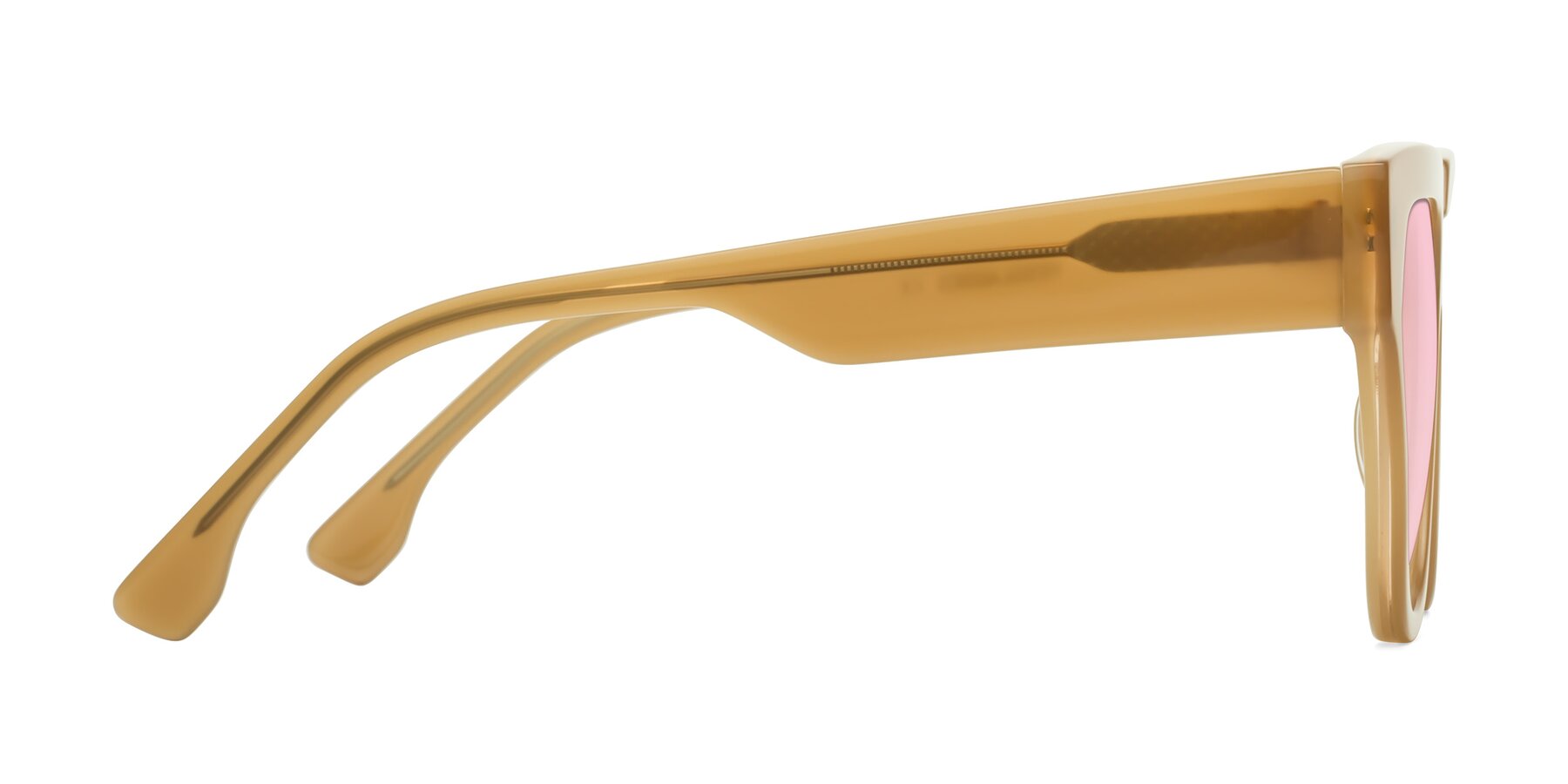 Side of Yorke in Caramel with Light Pink Tinted Lenses