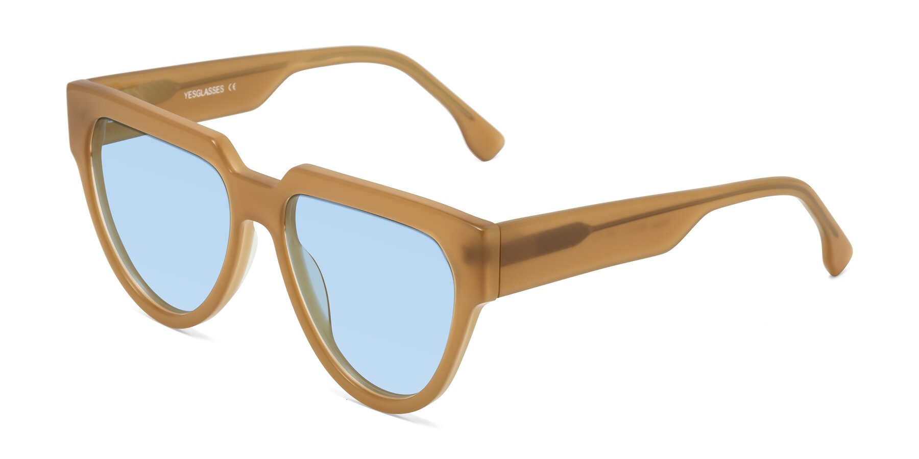 Angle of Yorke in Caramel with Light Blue Tinted Lenses