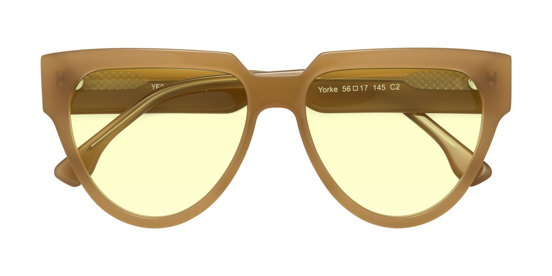 Folded Front of Yorke in Caramel with Light Yellow Tinted Lenses