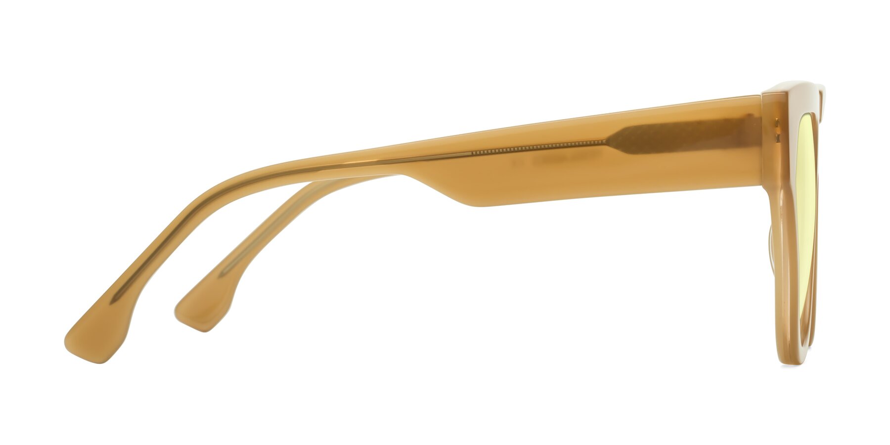 Side of Yorke in Caramel with Light Yellow Tinted Lenses