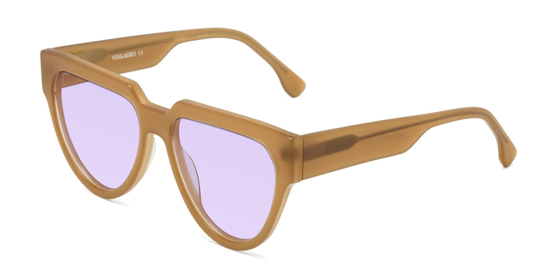 Angle of Yorke in Caramel with Light Purple Tinted Lenses