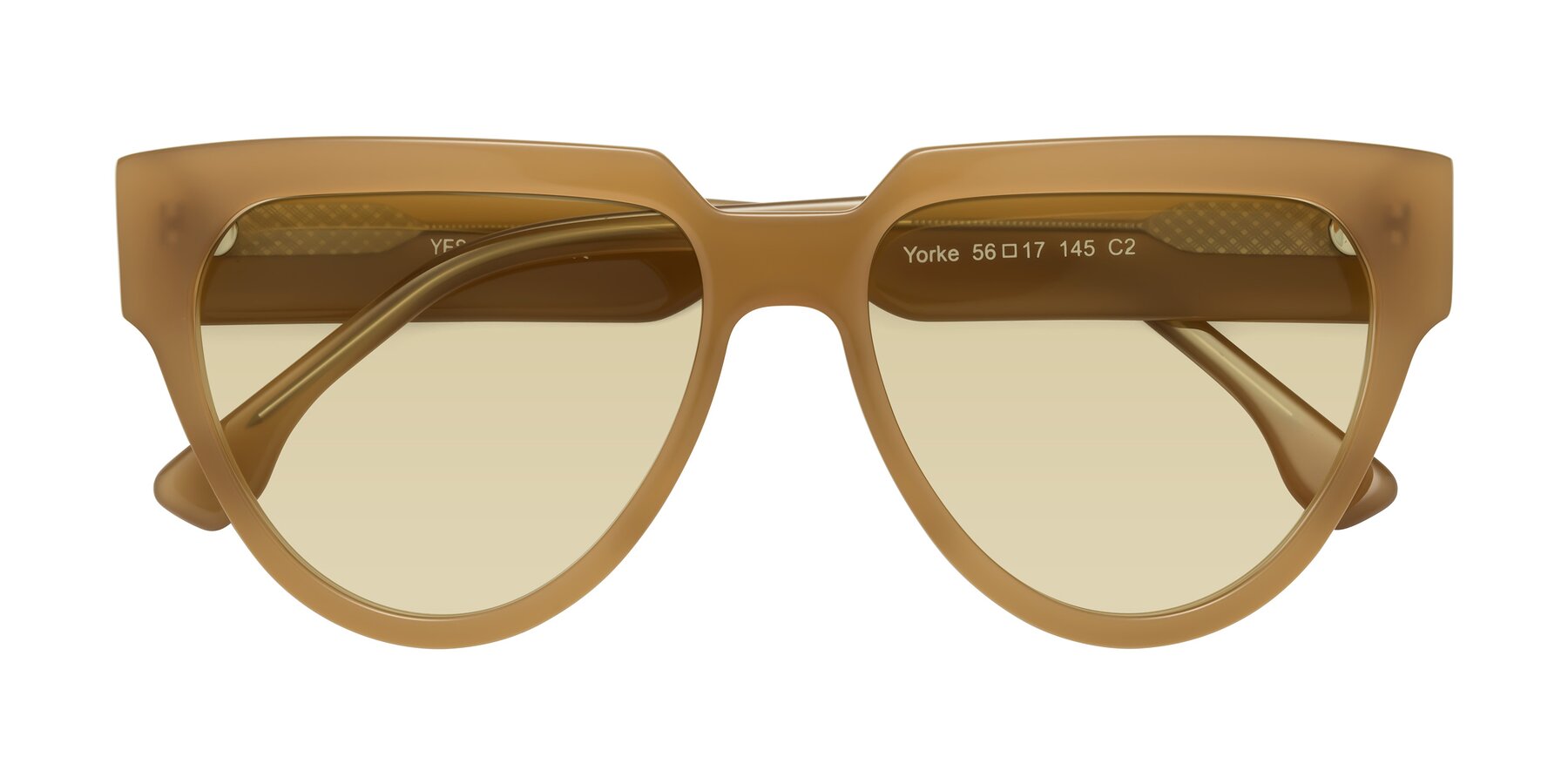 Folded Front of Yorke in Caramel with Light Champagne Tinted Lenses