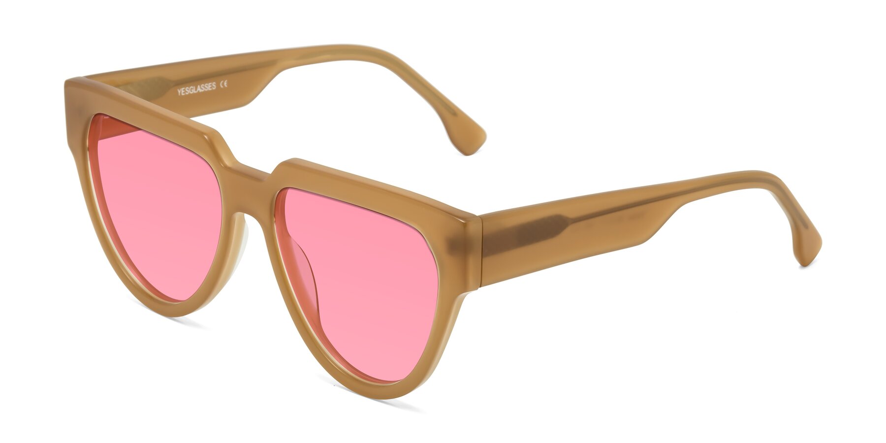Angle of Yorke in Caramel with Pink Tinted Lenses