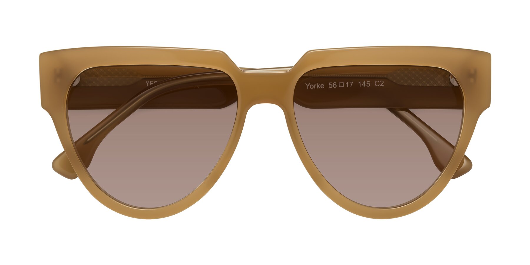 Folded Front of Yorke in Caramel with Medium Brown Tinted Lenses
