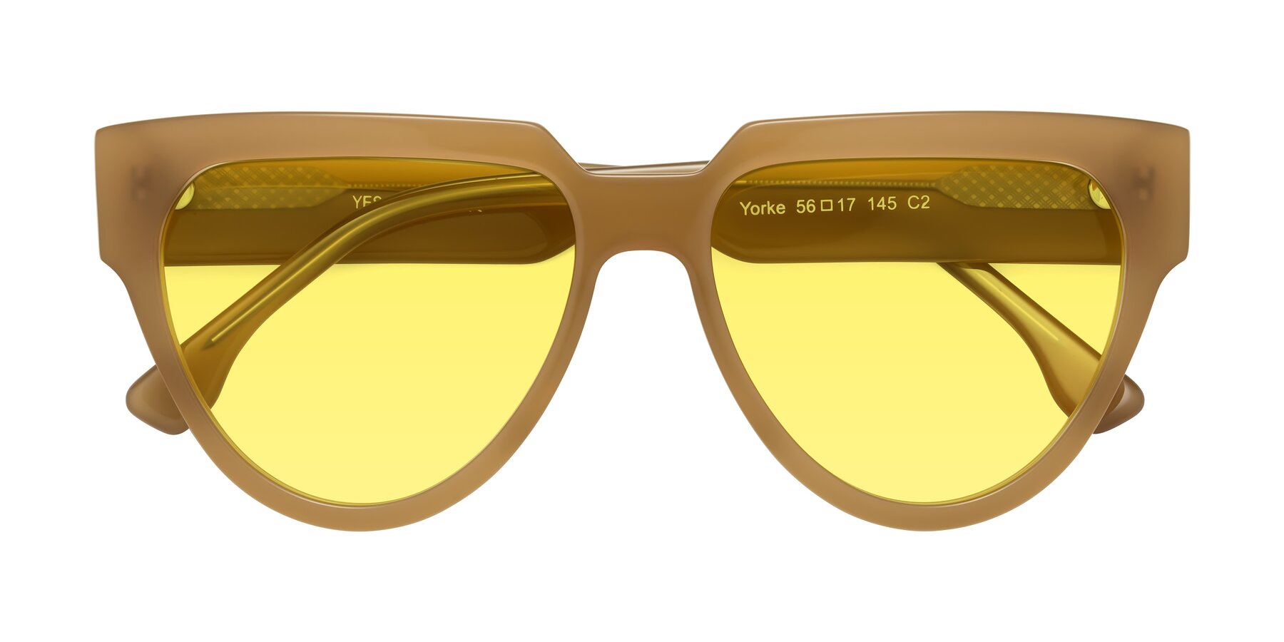 Folded Front of Yorke in Caramel with Medium Yellow Tinted Lenses