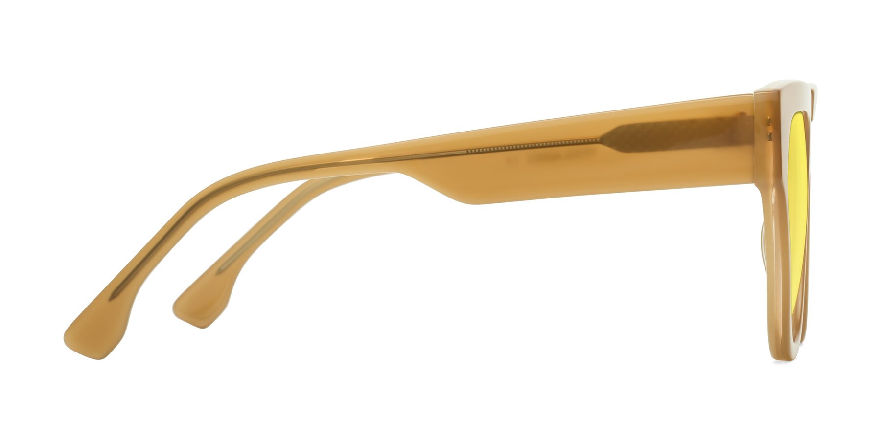 Side of Yorke in Caramel with Medium Yellow Tinted Lenses