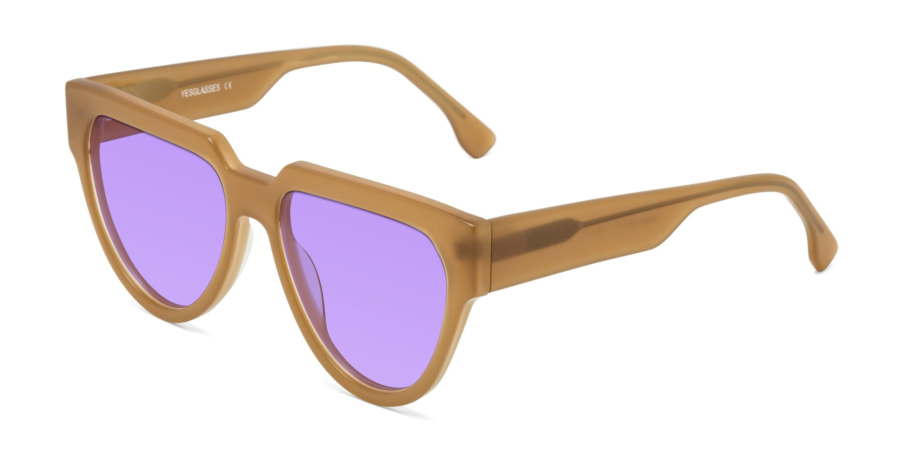 Angle of Yorke in Caramel with Medium Purple Tinted Lenses