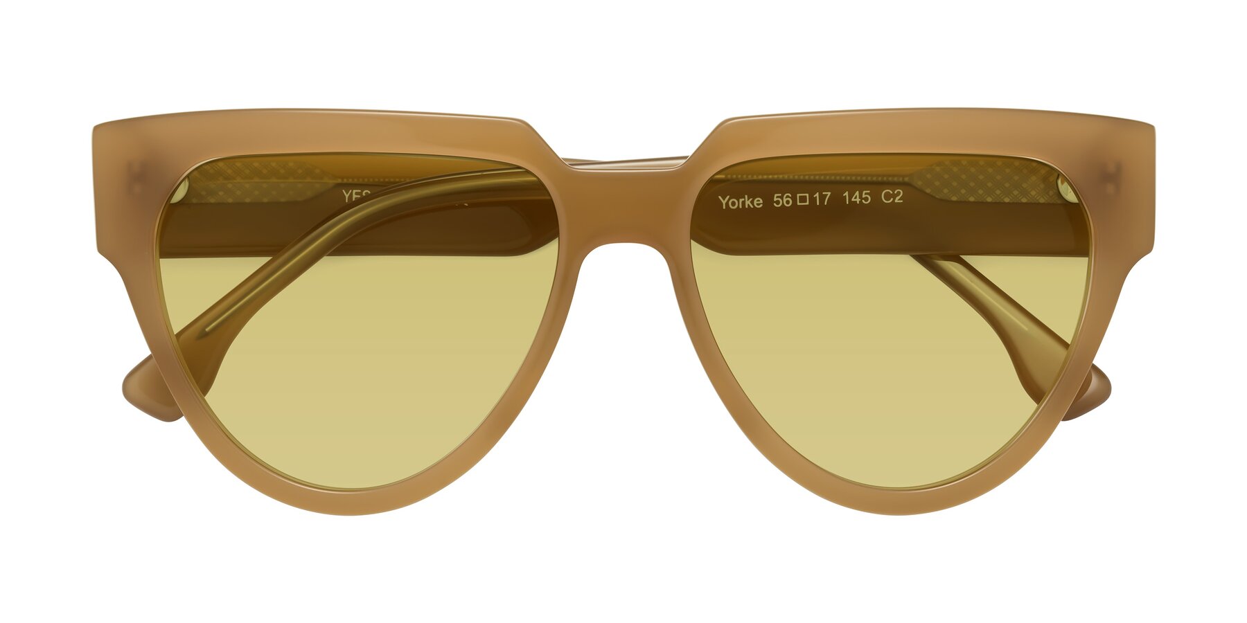 Folded Front of Yorke in Caramel with Medium Champagne Tinted Lenses
