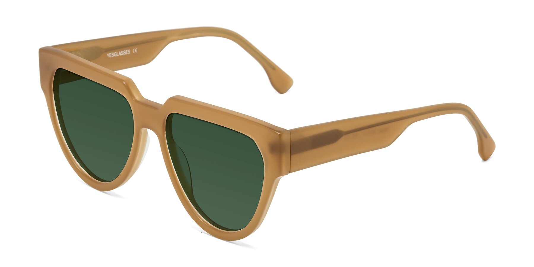 Angle of Yorke in Caramel with Green Tinted Lenses