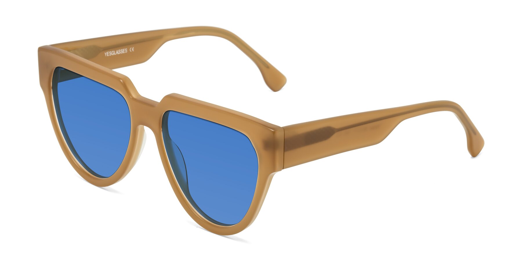 Angle of Yorke in Caramel with Blue Tinted Lenses