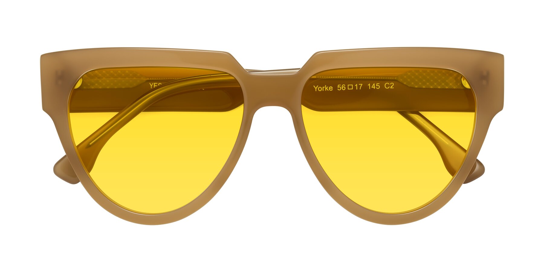 Folded Front of Yorke in Caramel with Yellow Tinted Lenses