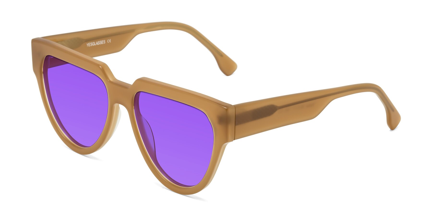 Angle of Yorke in Caramel with Purple Tinted Lenses