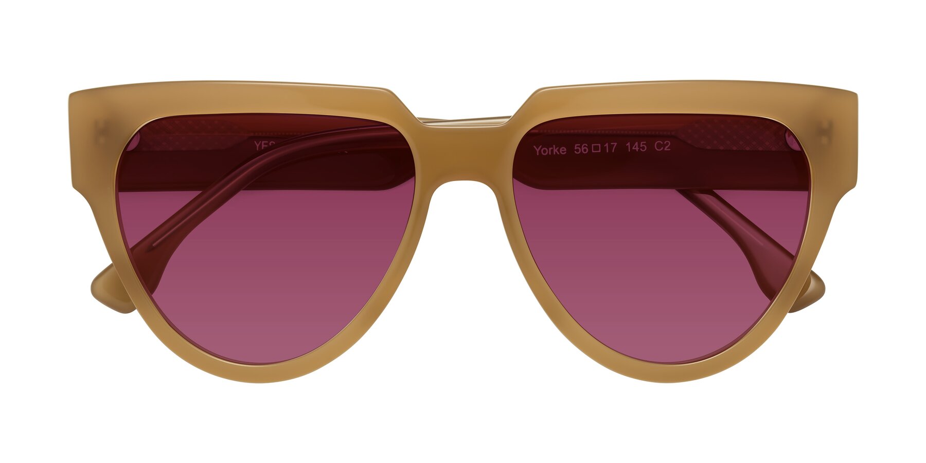 Folded Front of Yorke in Caramel with Wine Tinted Lenses