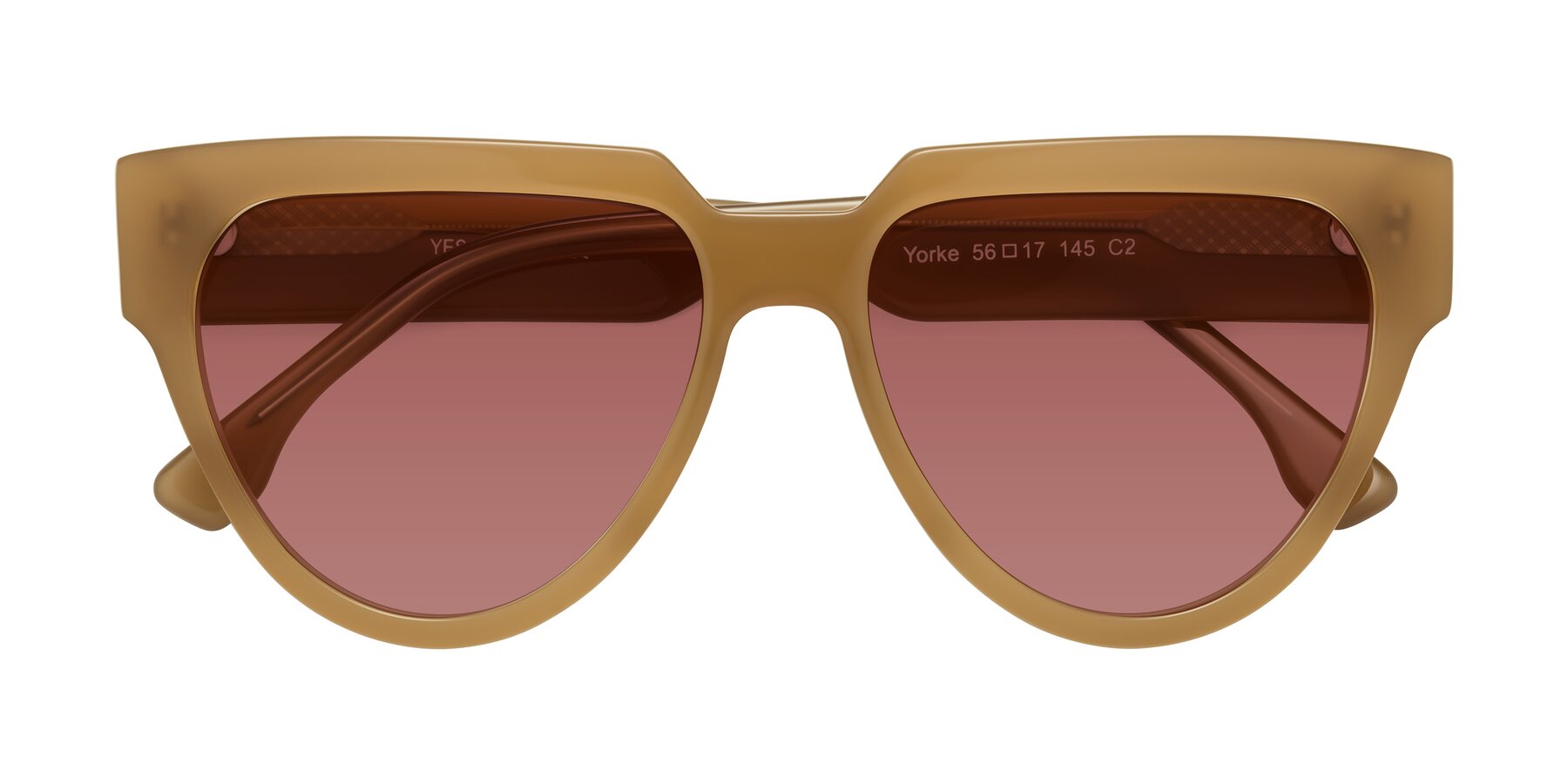 Folded Front of Yorke in Caramel with Garnet Tinted Lenses